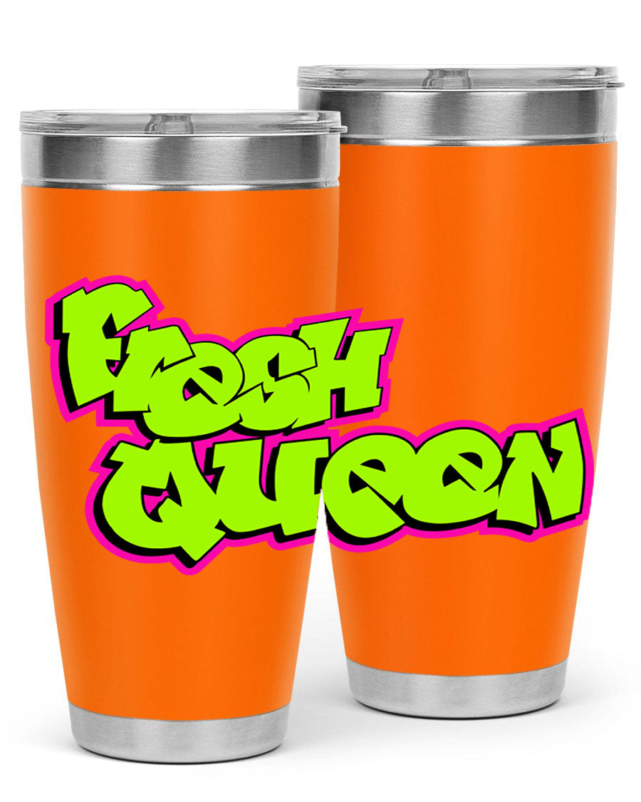 Fresh Queen Cotton Tank featuring stylish black words and phrases on a soft cotton fabric, perfect for casual wear.