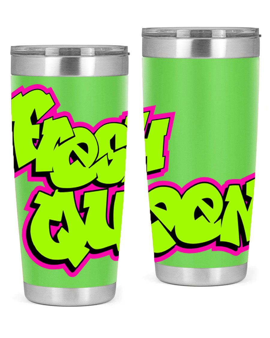 Fresh Queen Cotton Tank featuring stylish black words and phrases on a soft cotton fabric, perfect for casual wear.