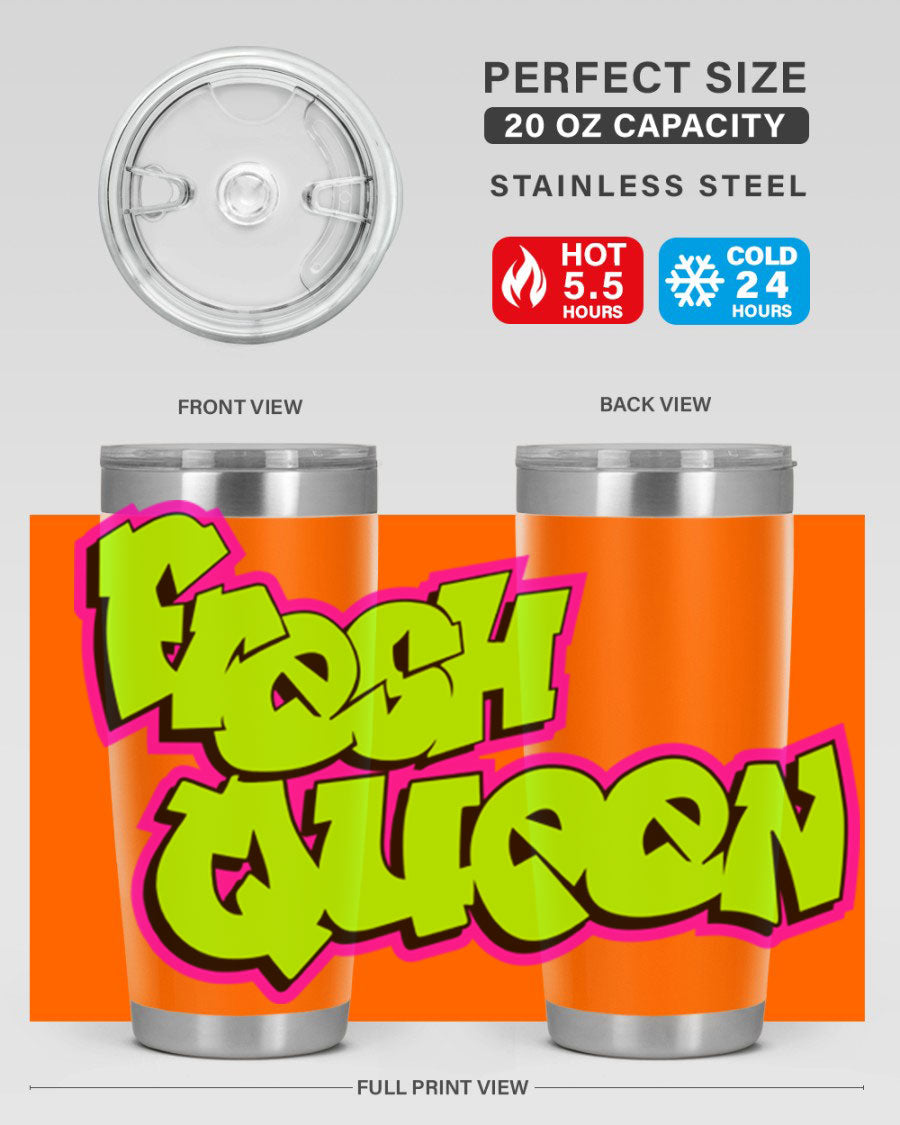 Fresh Queen Cotton Tank featuring stylish black words and phrases on a soft cotton fabric, perfect for casual wear.