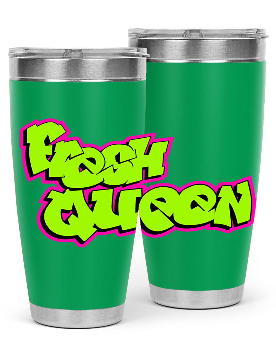 Fresh Queen Cotton Tank featuring stylish black words and phrases on a soft cotton fabric, perfect for casual wear.