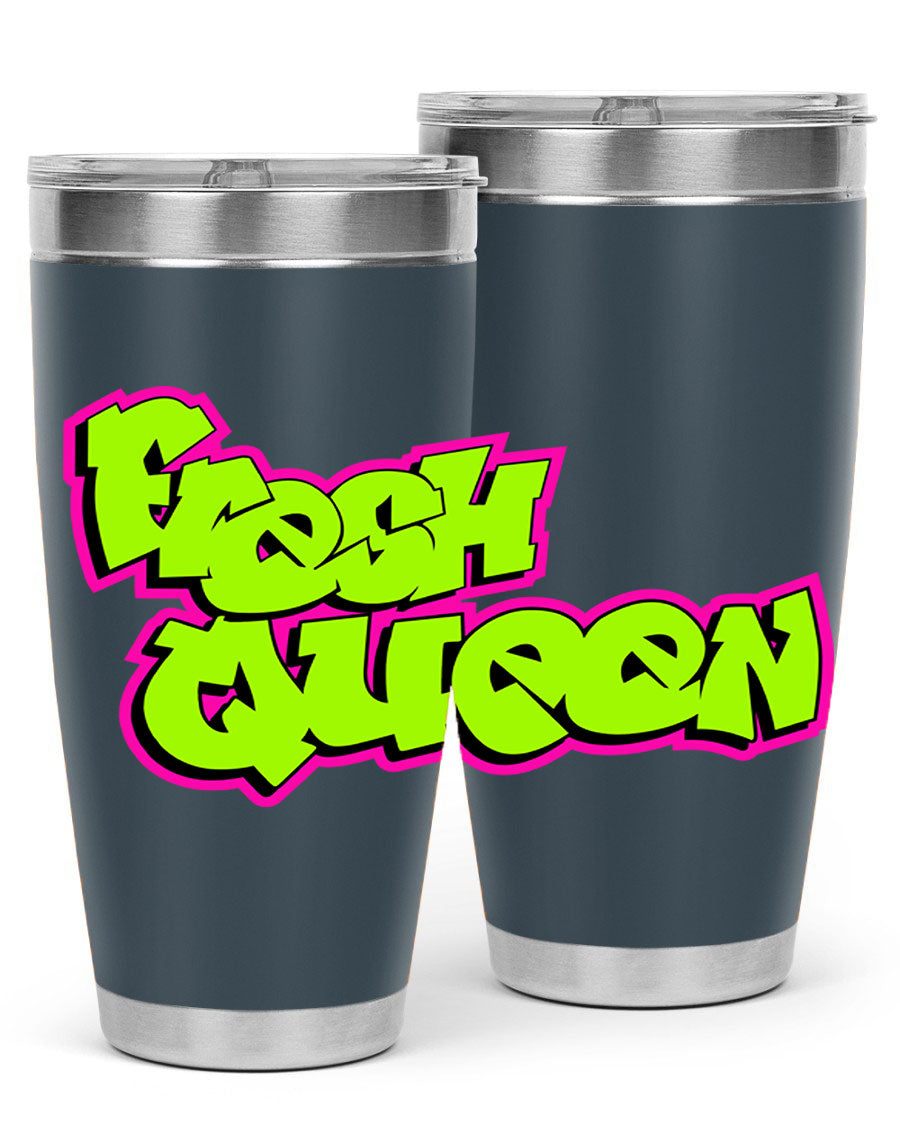 Fresh Queen Cotton Tank featuring stylish black words and phrases on a soft cotton fabric, perfect for casual wear.