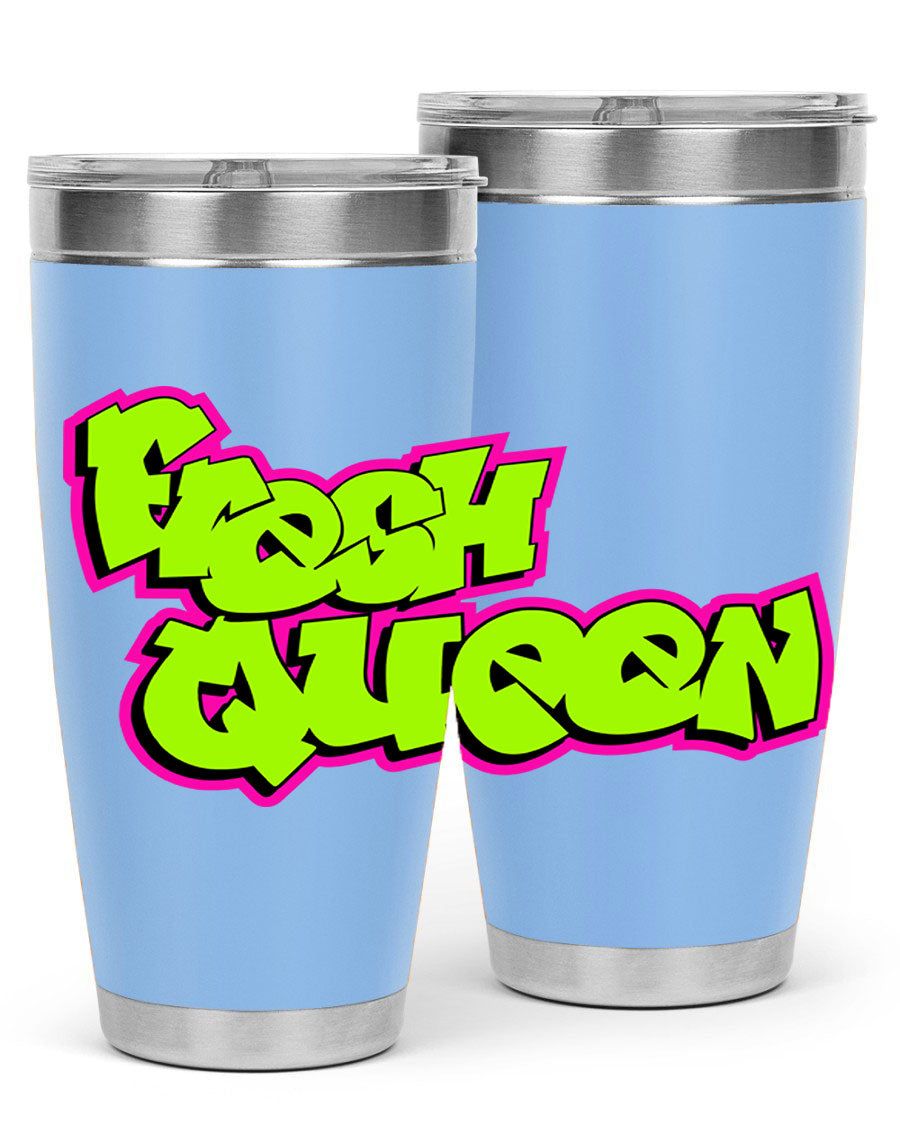 Fresh Queen Cotton Tank featuring stylish black words and phrases on a soft cotton fabric, perfect for casual wear.