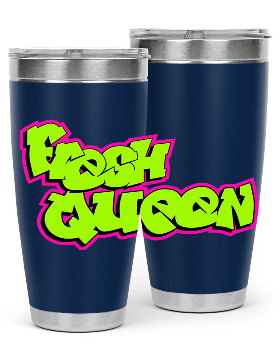 Fresh Queen Cotton Tank featuring stylish black words and phrases on a soft cotton fabric, perfect for casual wear.