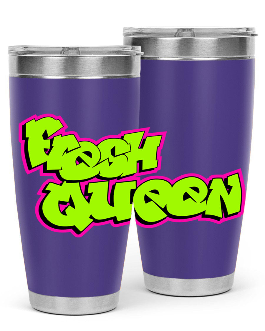 Fresh Queen Cotton Tank featuring stylish black words and phrases on a soft cotton fabric, perfect for casual wear.