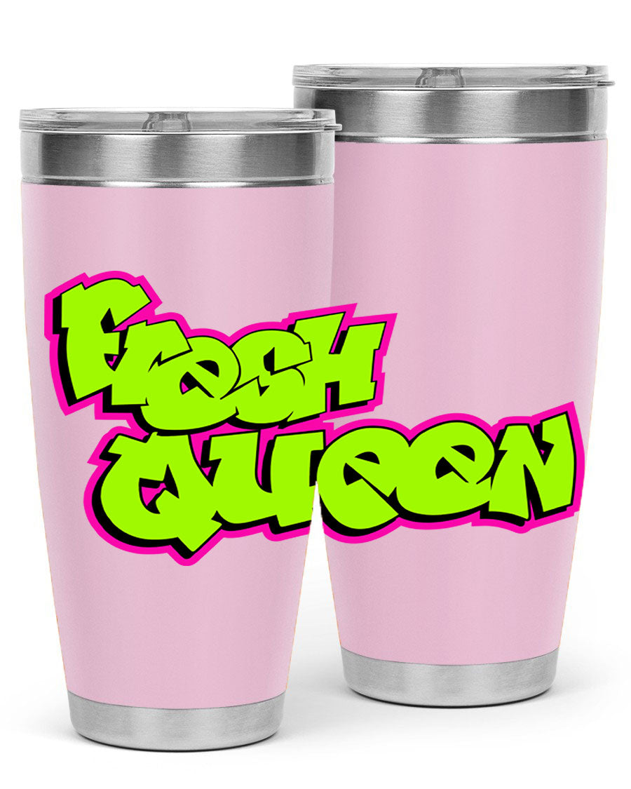 Fresh Queen Cotton Tank featuring stylish black words and phrases on a soft cotton fabric, perfect for casual wear.