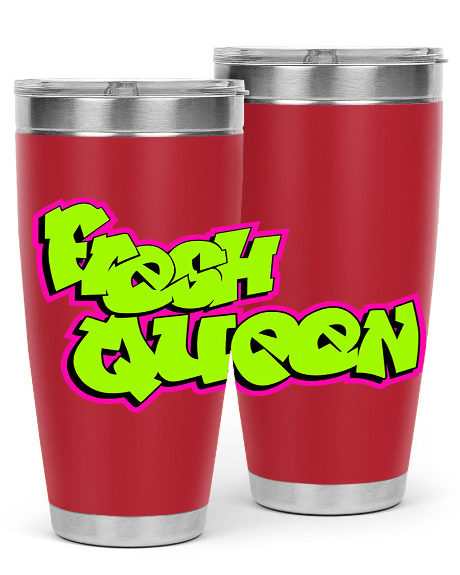 Fresh Queen Cotton Tank featuring stylish black words and phrases on a soft cotton fabric, perfect for casual wear.