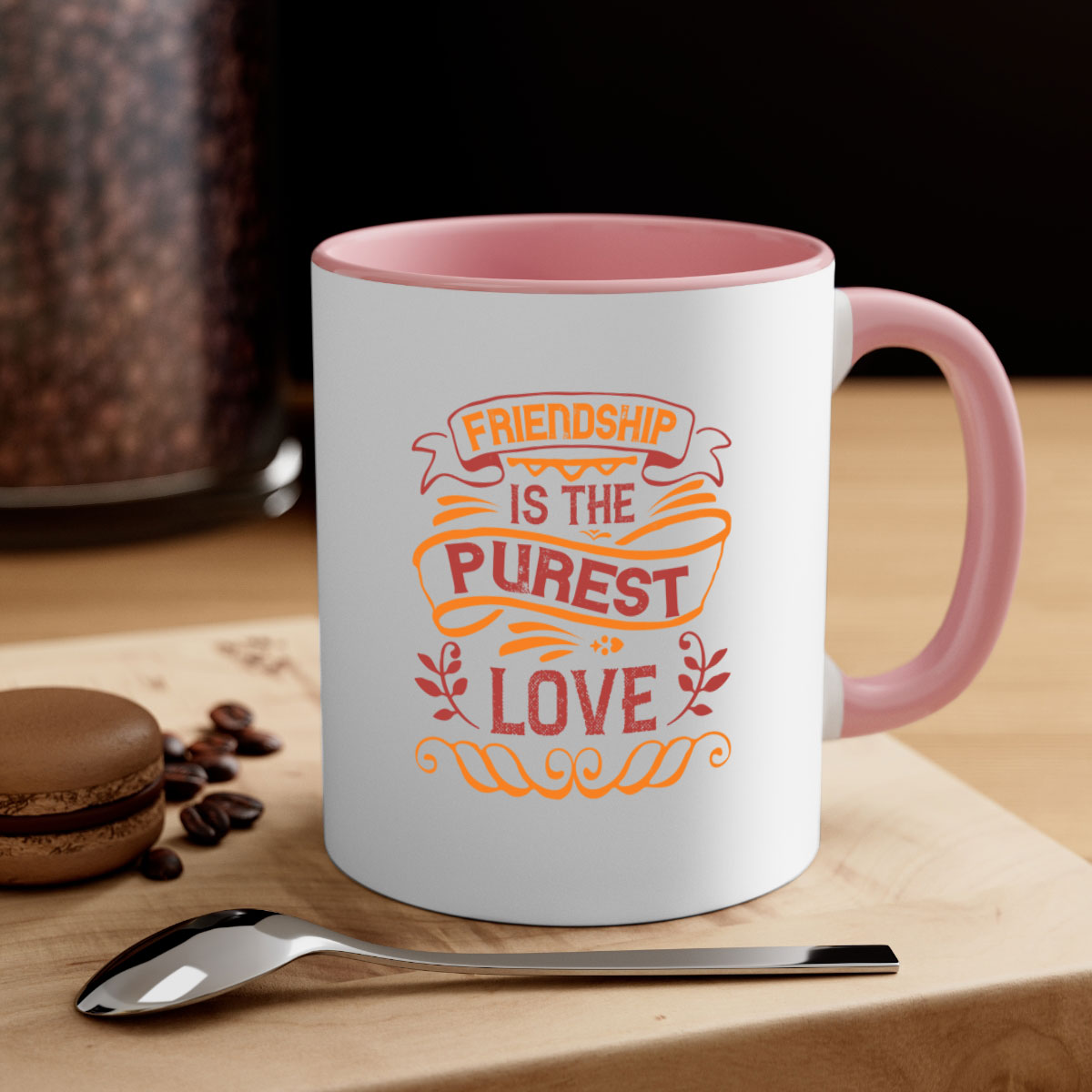 Two-tone Friendship is the purest love mug with colored handle and glossy finish, available in multiple colors.