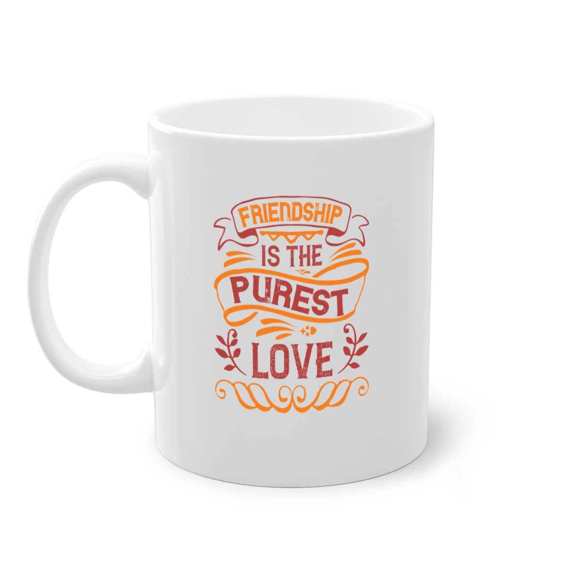 Two-tone Friendship is the purest love mug with colored handle and glossy finish, available in multiple colors.