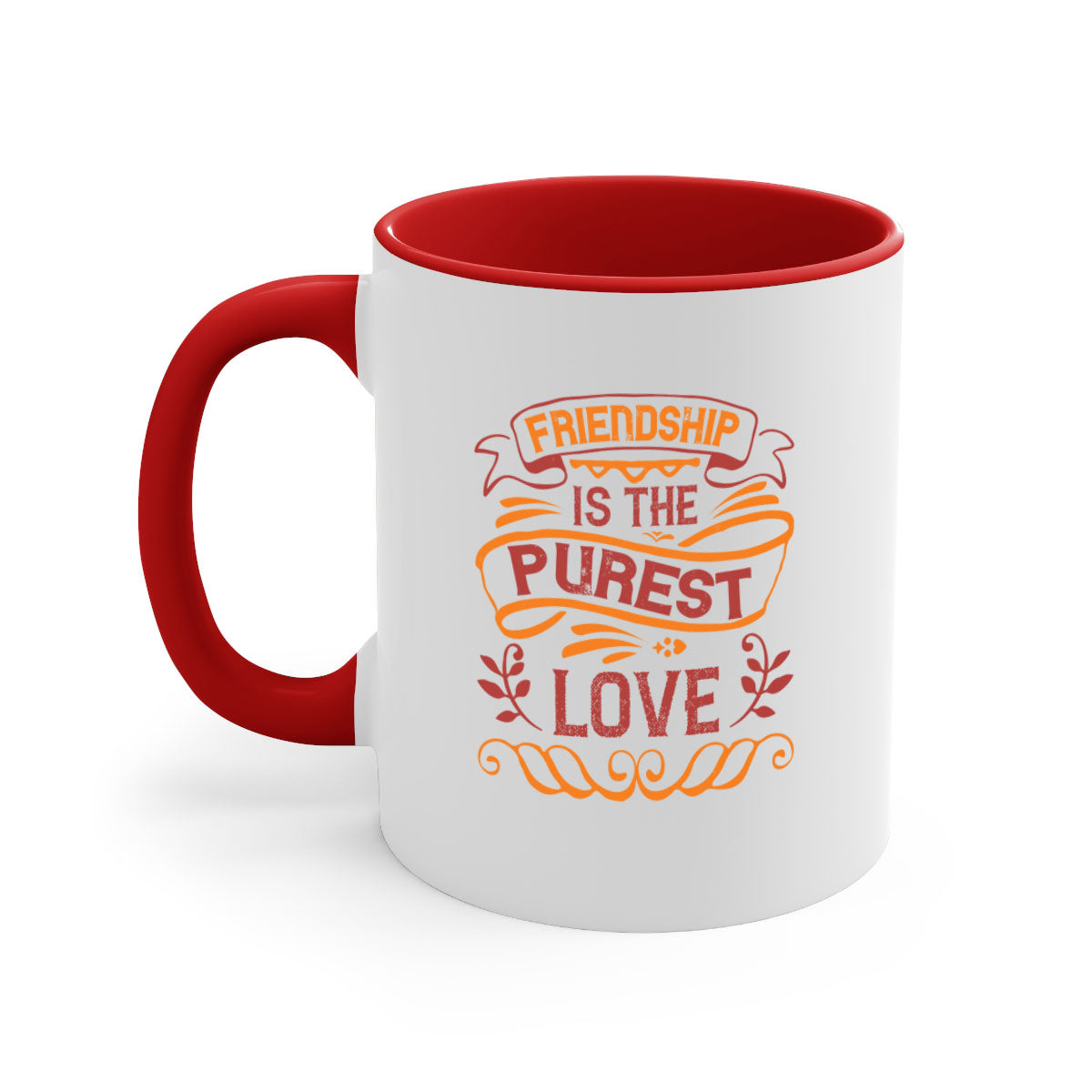 Two-tone Friendship is the purest love mug with colored handle and glossy finish, available in multiple colors.