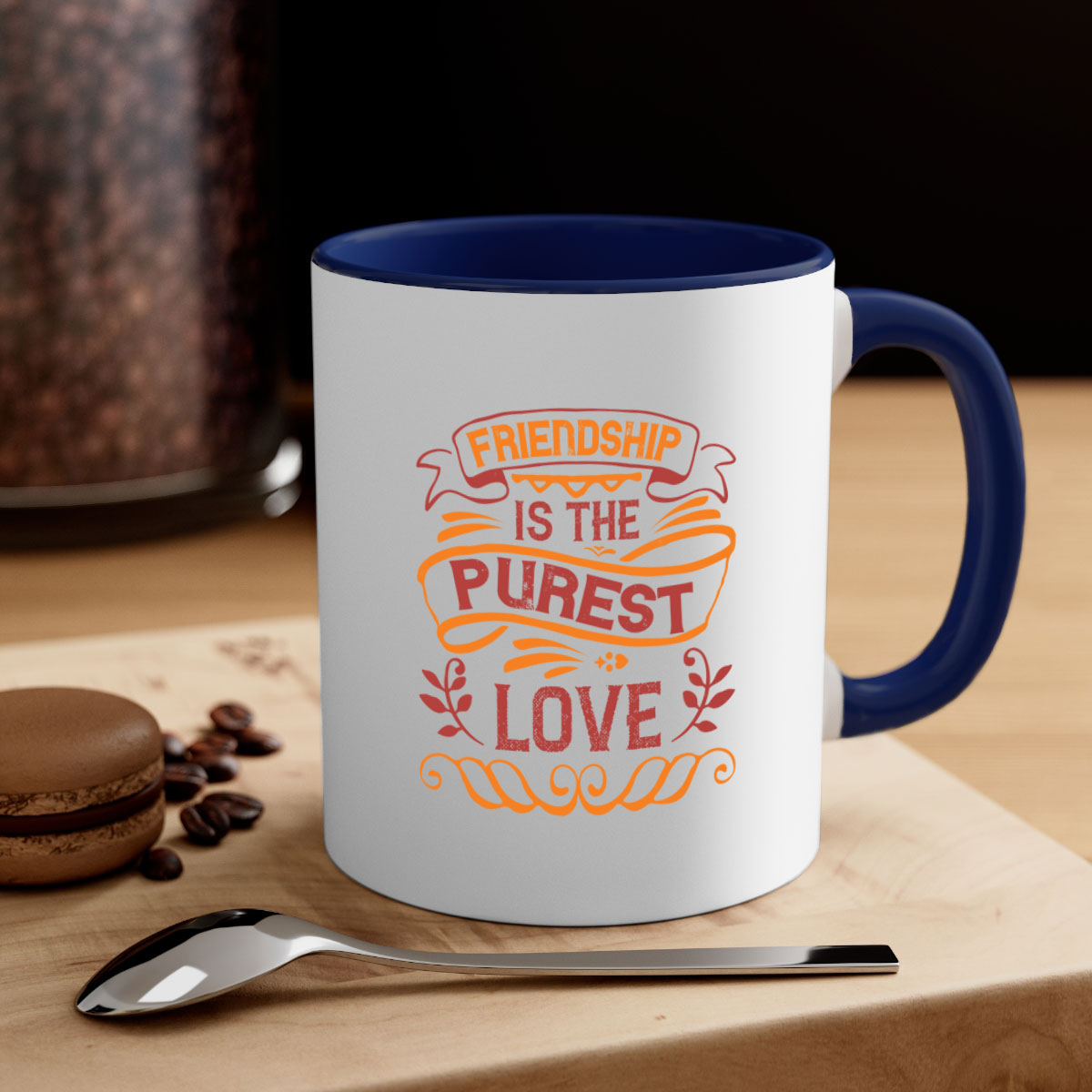 Two-tone Friendship is the purest love mug with colored handle and glossy finish, available in multiple colors.
