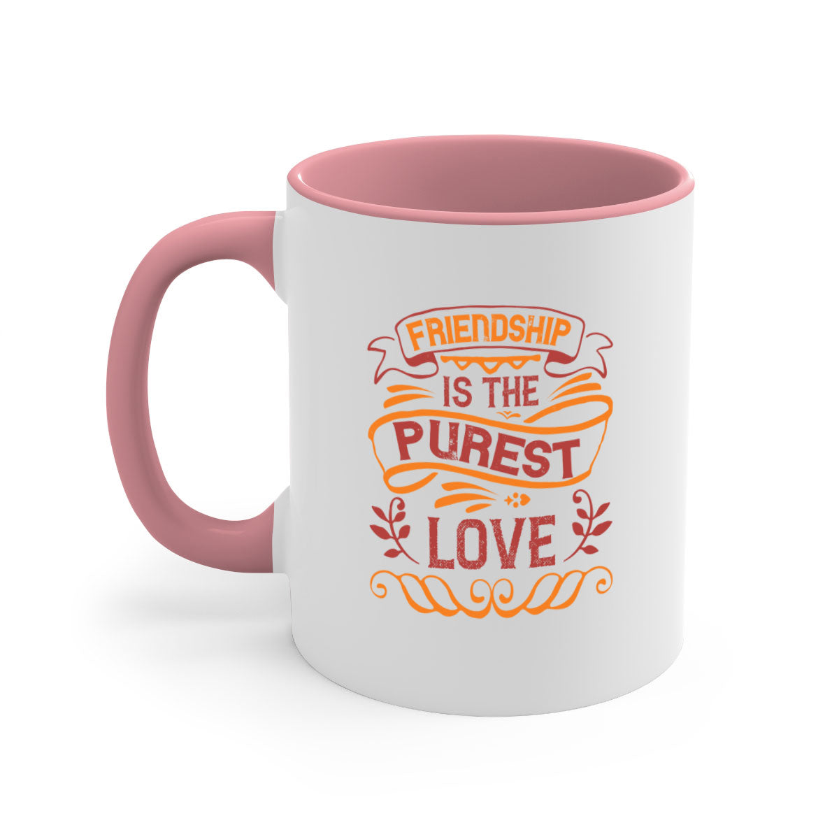 Two-tone Friendship is the purest love mug with colored handle and glossy finish, available in multiple colors.