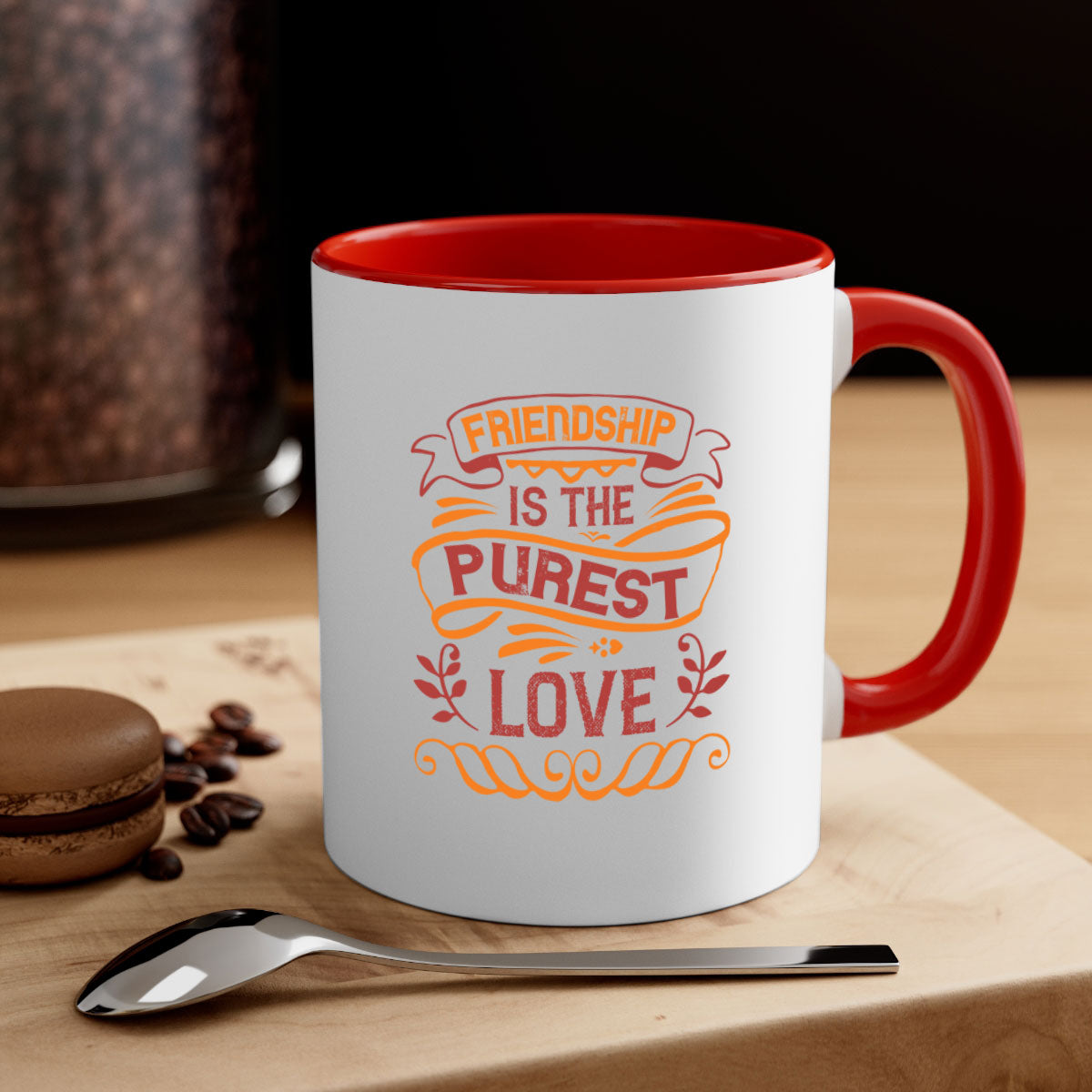Two-tone Friendship is the purest love mug with colored handle and glossy finish, available in multiple colors.