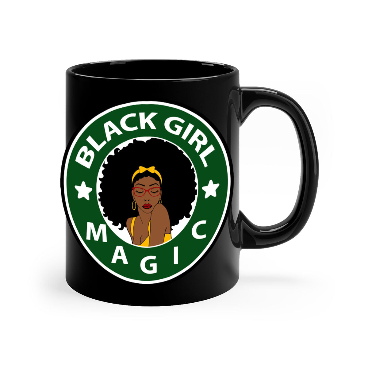 Front 37# Black Women Mug with a glossy finish, featuring a colored handle and interior, available in multiple colors.