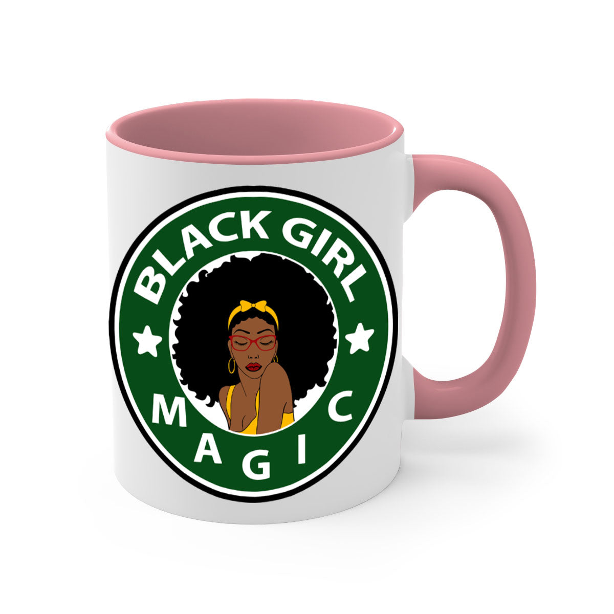 Front 37# Black Women Mug with a glossy finish, featuring a colored handle and interior, available in multiple colors.