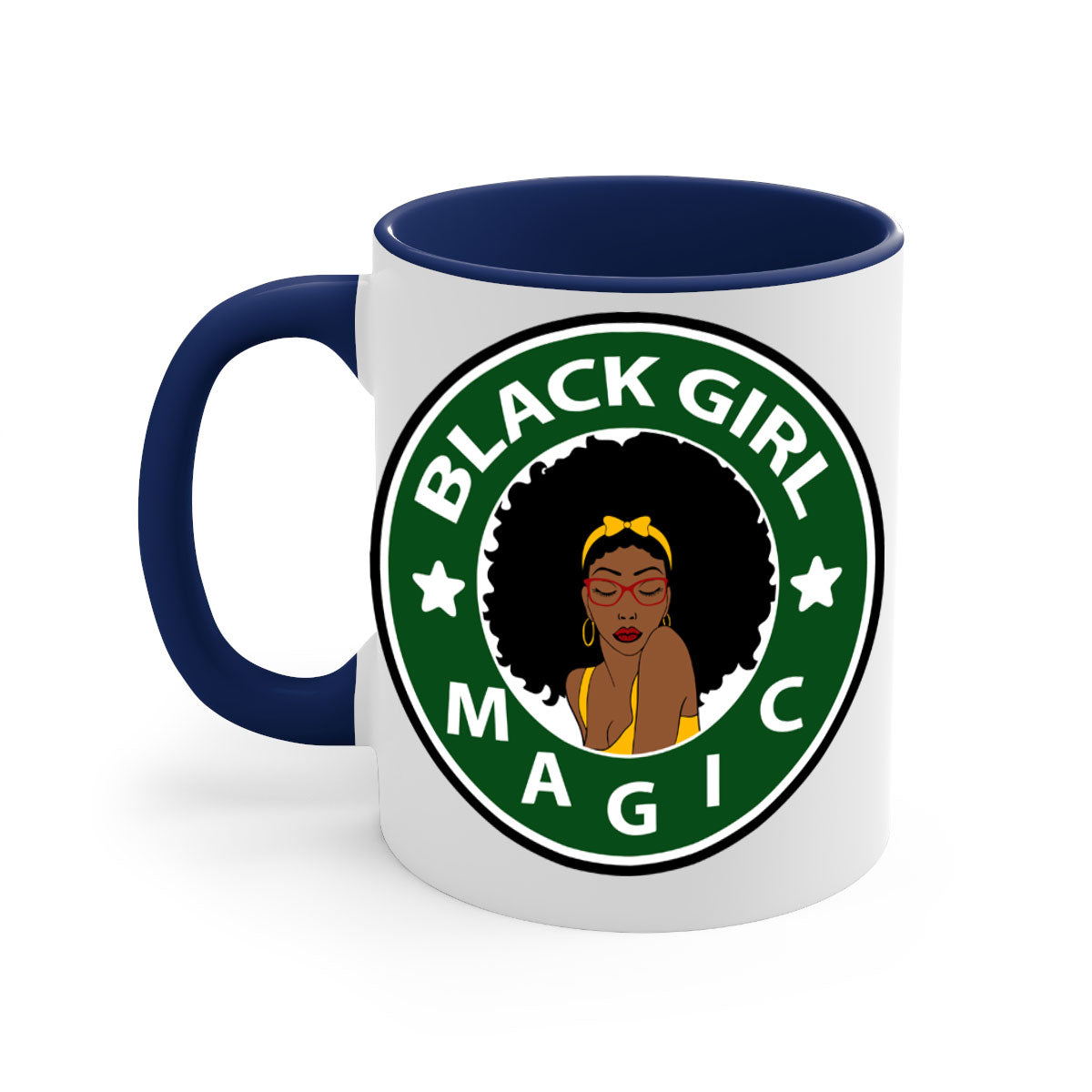 Front 37# Black Women Mug with a glossy finish, featuring a colored handle and interior, available in multiple colors.