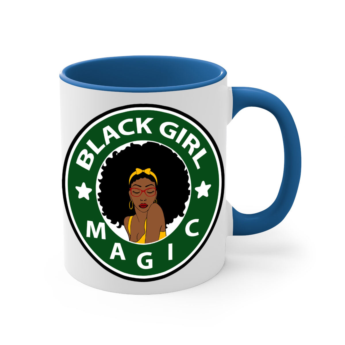 Front 37# Black Women Mug with a glossy finish, featuring a colored handle and interior, available in multiple colors.