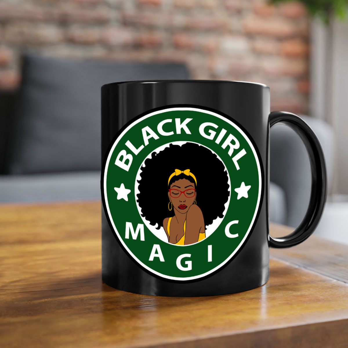Front 37# Black Women Mug with a glossy finish, featuring a colored handle and interior, available in multiple colors.