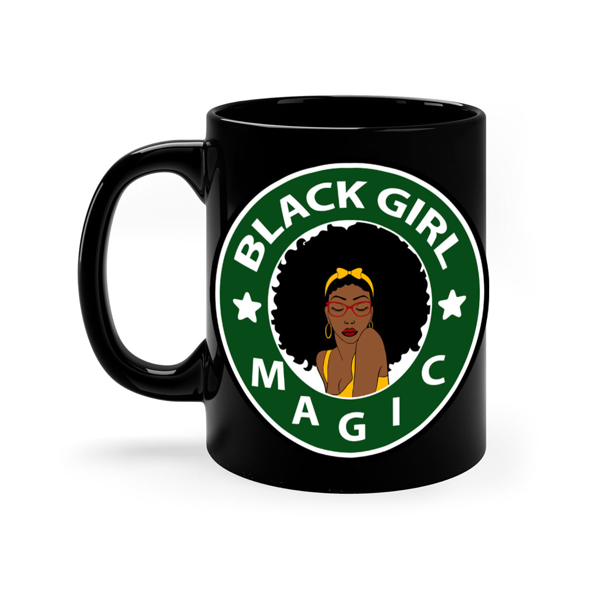 Front 37# Black Women Mug with a glossy finish, featuring a colored handle and interior, available in multiple colors.