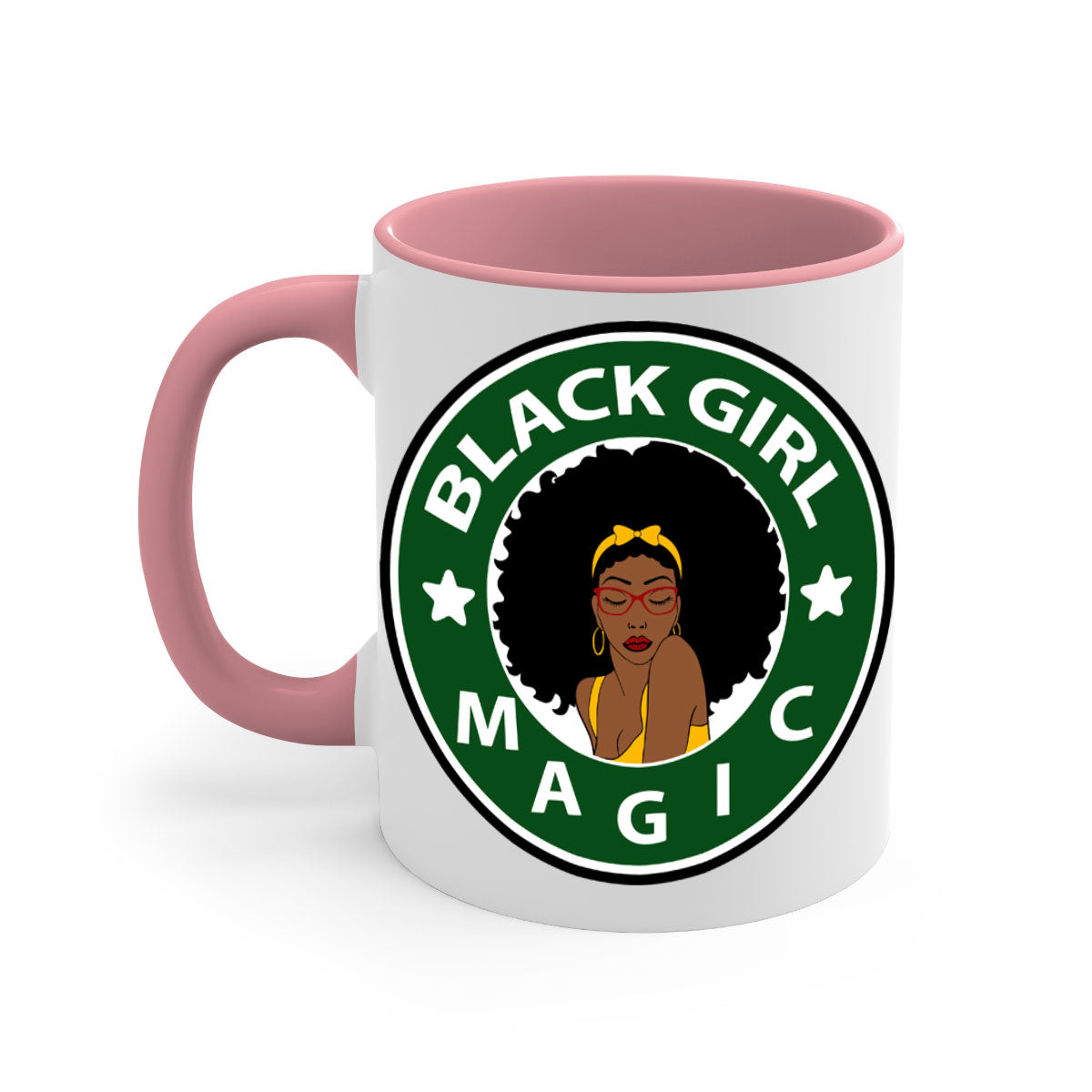 Front 37# Black Women Mug with a glossy finish, featuring a colored handle and interior, available in multiple colors.