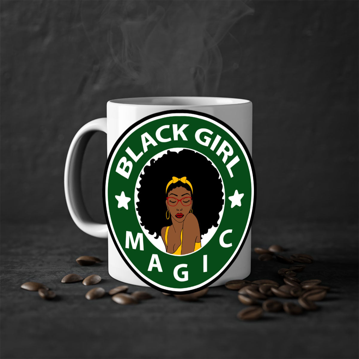 Front 37# Black Women Mug with a glossy finish, featuring a colored handle and interior, available in multiple colors.