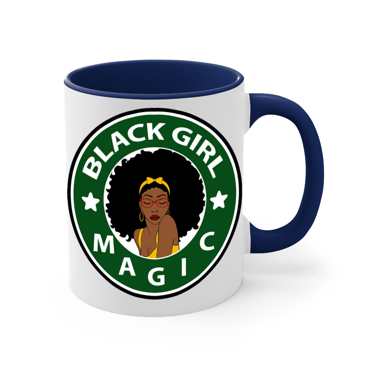 Front 37# Black Women Mug with a glossy finish, featuring a colored handle and interior, available in multiple colors.