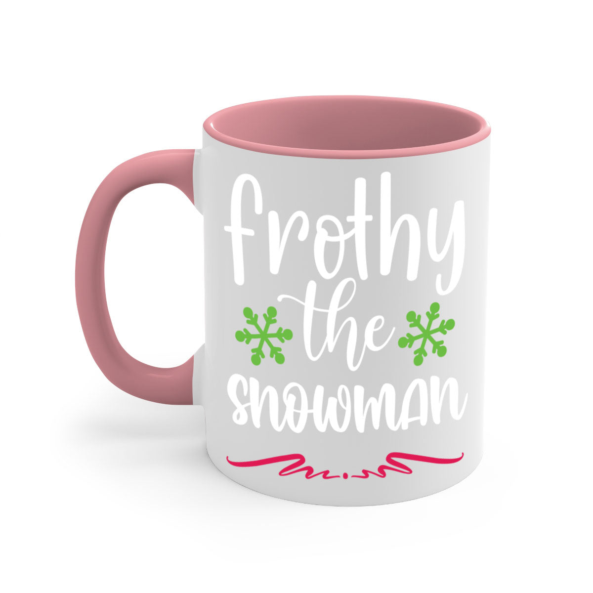 Frothy the Snowman style 219# Christmas Mug with colorful handle and glossy finish, perfect for festive beverages.