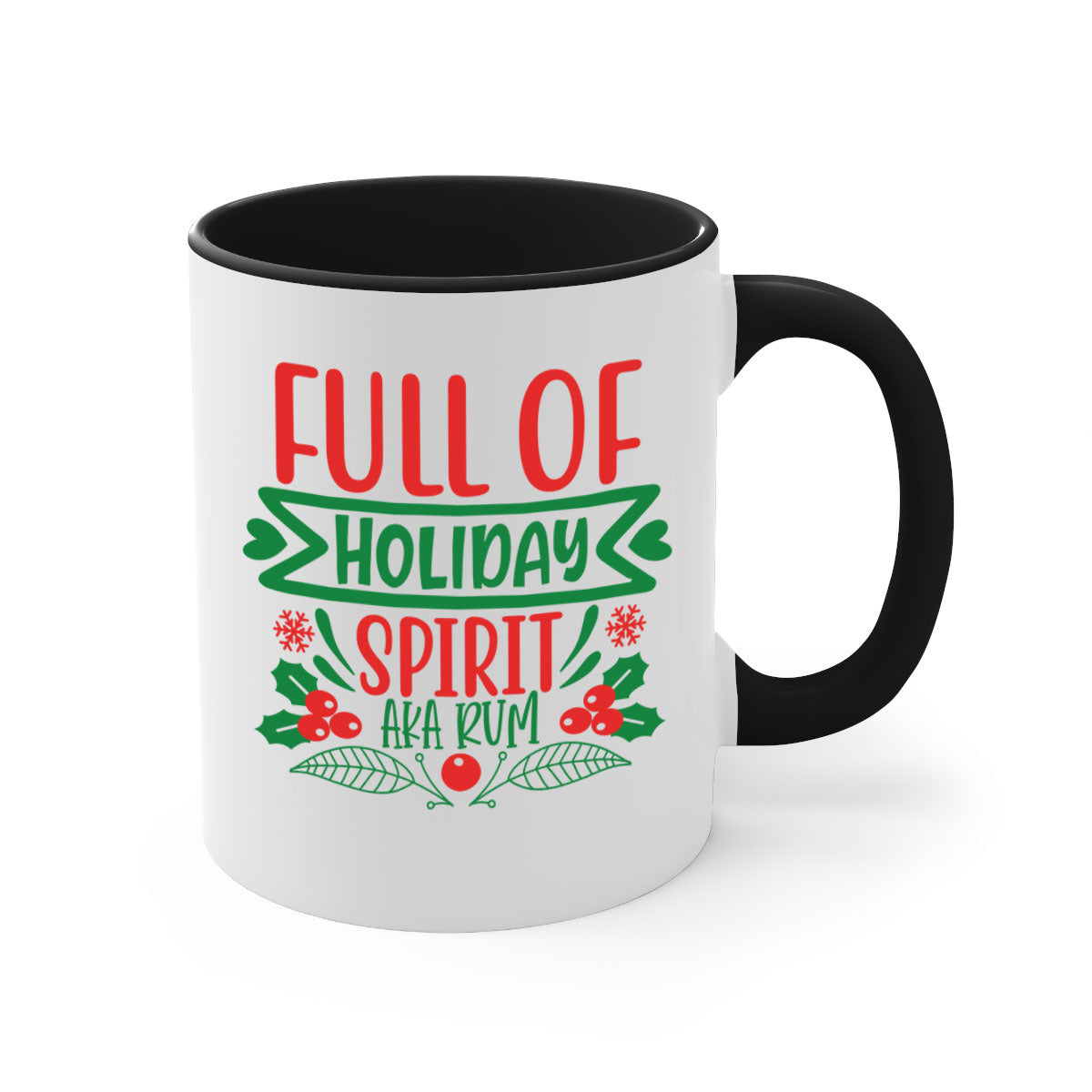 Full of holiday spirit aka rum style 222# Mug with a glossy finish, colored handle, and interior, available in five vibrant colors.