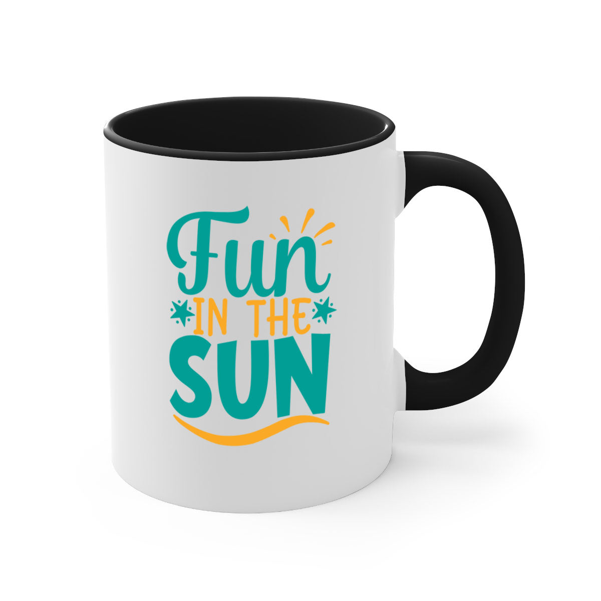 Fun in the Sun Style 103# Mug with colorful handle and interior, showcasing a glossy finish and ergonomic design.