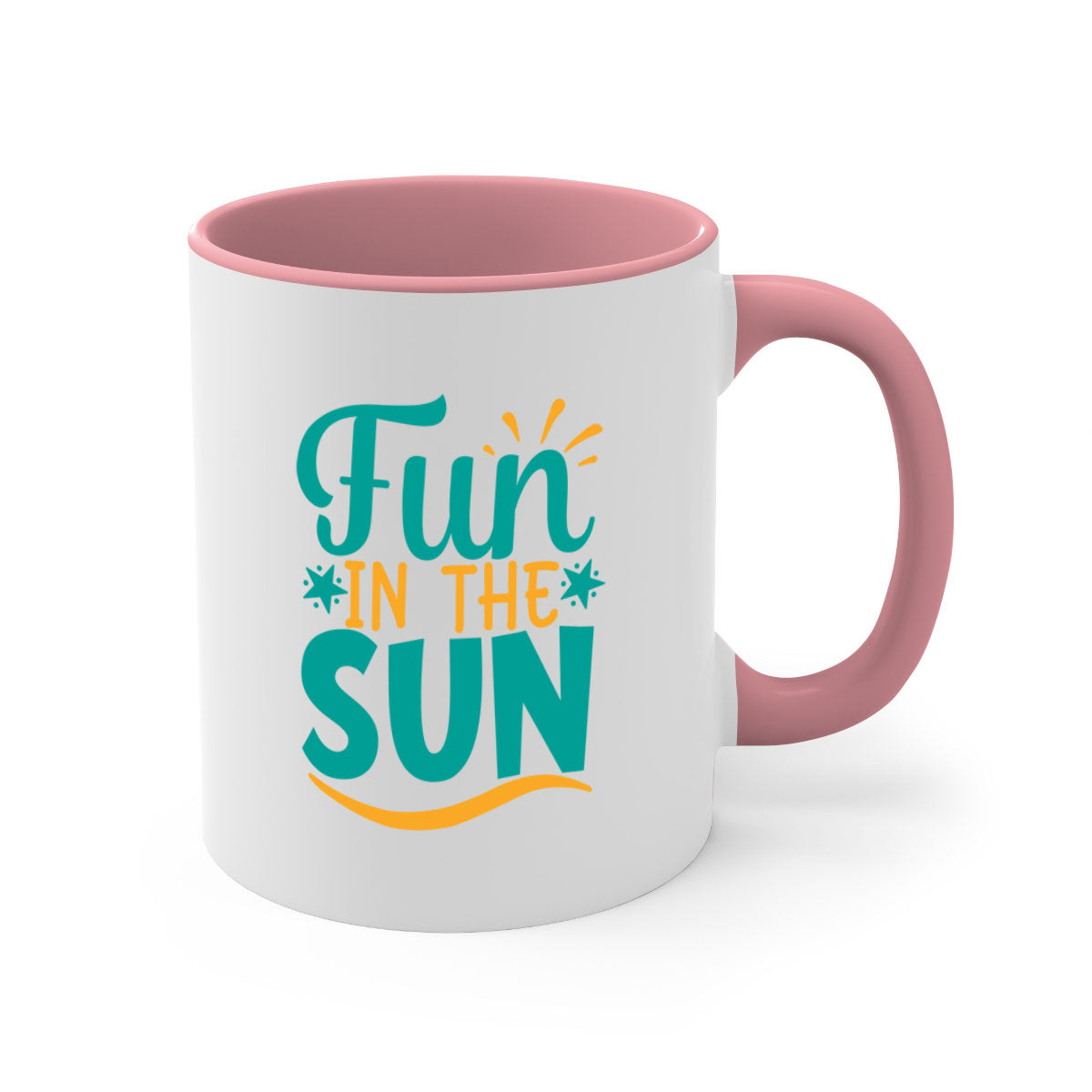 Fun in the Sun Style 103# Mug with colorful handle and interior, showcasing a glossy finish and ergonomic design.