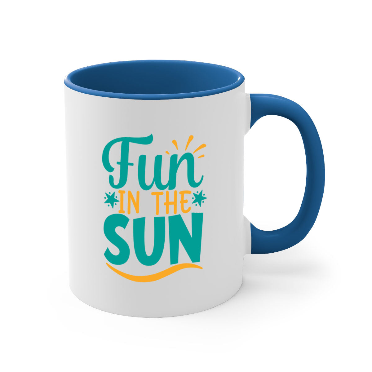 Fun in the Sun Style 103# Mug with colorful handle and interior, showcasing a glossy finish and ergonomic design.