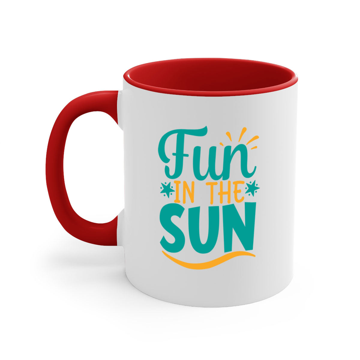 Fun in the Sun Style 103# Mug with colorful handle and interior, showcasing a glossy finish and ergonomic design.