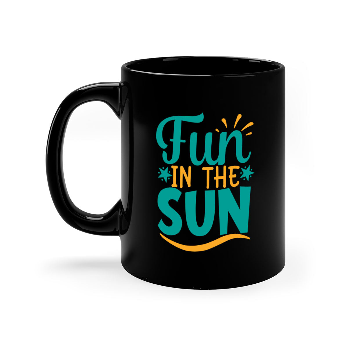 Fun in the Sun Style 103# Mug with colorful handle and interior, showcasing a glossy finish and ergonomic design.
