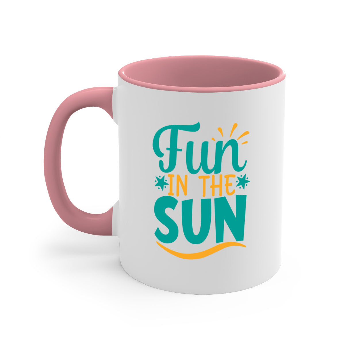 Fun in the Sun Style 103# Mug with colorful handle and interior, showcasing a glossy finish and ergonomic design.