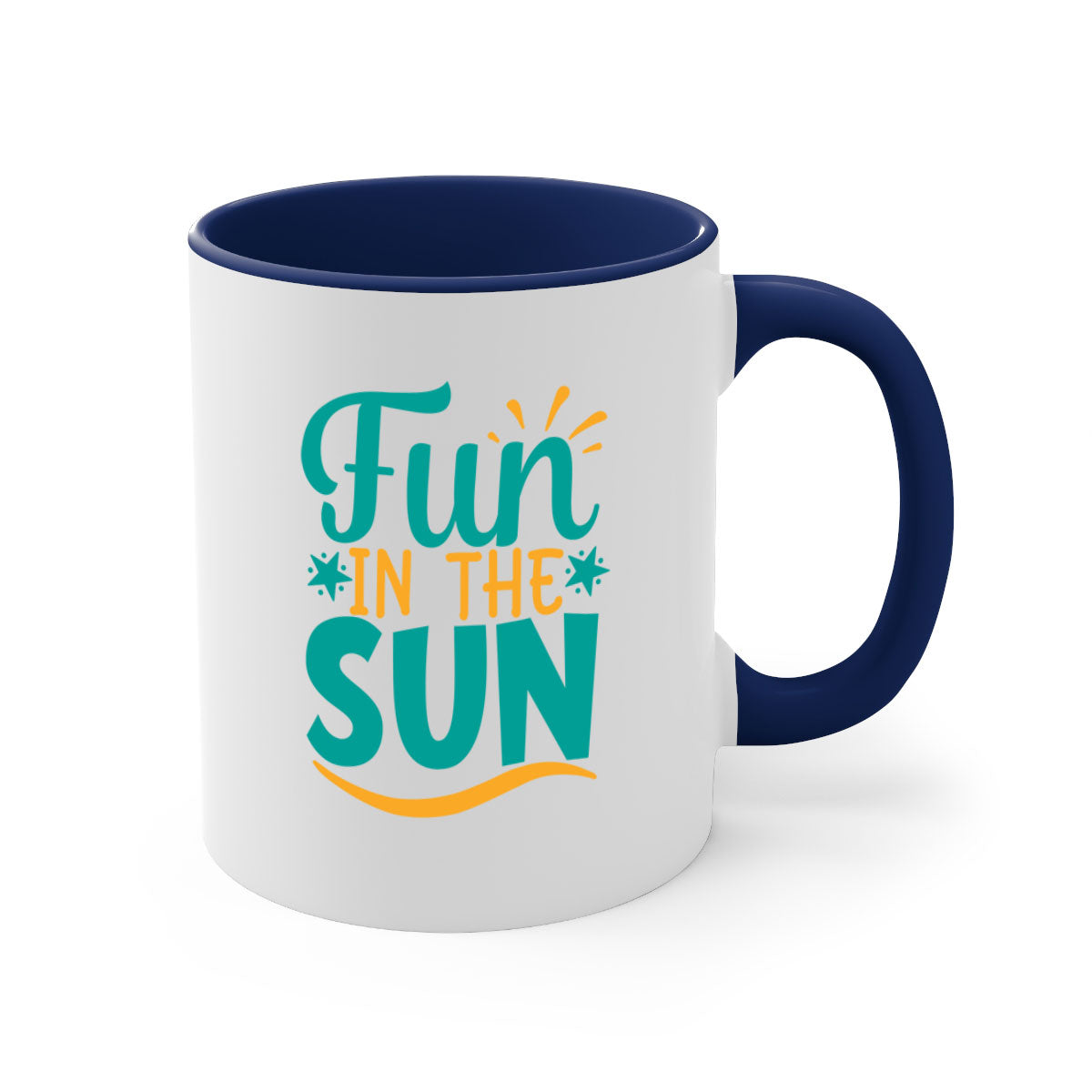 Fun in the Sun Style 103# Mug with colorful handle and interior, showcasing a glossy finish and ergonomic design.