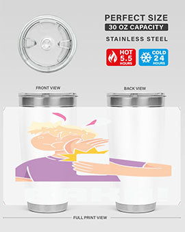Funny Anime Baka Rabbit Slap Tumbler featuring a vibrant design, made of stainless steel with a drink-thru lid, perfect for hot and cold beverages.