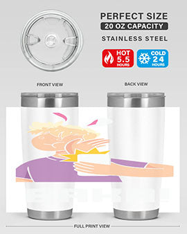 Funny Anime Baka Rabbit Slap Tumbler featuring a vibrant design, made of stainless steel with a drink-thru lid, perfect for hot and cold beverages.