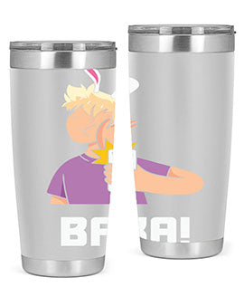 Funny Anime Baka Rabbit Slap Tumbler featuring a vibrant design, made of stainless steel with a drink-thru lid, perfect for hot and cold beverages.