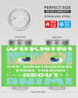 Funny Anime Talk About Anime 229# Tumbler featuring double wall vacuum stainless steel design with vibrant anime graphics.