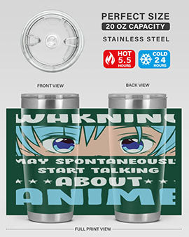 Funny Anime Talk About Anime 229# Tumbler featuring double wall vacuum stainless steel design with vibrant anime graphics.