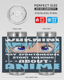 Funny Anime Talk About Anime 229# Tumbler featuring double wall vacuum stainless steel design with vibrant anime graphics.