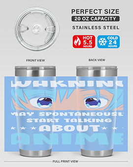 Funny Anime Talk About Anime 229# Tumbler featuring double wall vacuum stainless steel design with vibrant anime graphics.