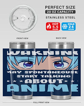 Funny Anime Talk About Anime 229# Tumbler featuring double wall vacuum stainless steel design with vibrant anime graphics.
