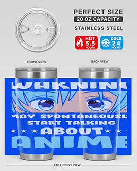 Funny Anime Talk About Anime 229# Tumbler featuring double wall vacuum stainless steel design with vibrant anime graphics.