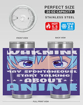 Funny Anime Talk About Anime 229# Tumbler featuring double wall vacuum stainless steel design with vibrant anime graphics.