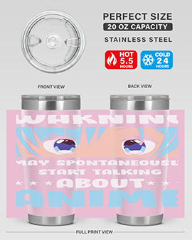 Funny Anime Talk About Anime 229# Tumbler featuring double wall vacuum stainless steel design with vibrant anime graphics.