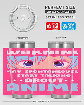 Funny Anime Talk About Anime 229# Tumbler featuring double wall vacuum stainless steel design with vibrant anime graphics.