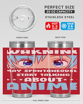 Funny Anime Talk About Anime 229# Tumbler featuring double wall vacuum stainless steel design with vibrant anime graphics.