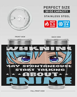 Funny Anime Talk About Anime 229# Tumbler featuring double wall vacuum stainless steel design with vibrant anime graphics.