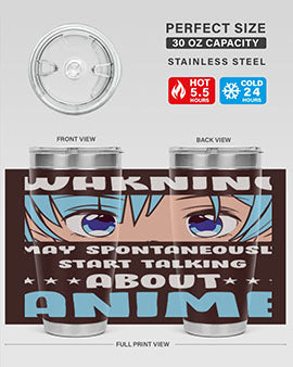 Funny Anime Talk About Anime 229# Tumbler featuring double wall vacuum stainless steel design with vibrant anime graphics.
