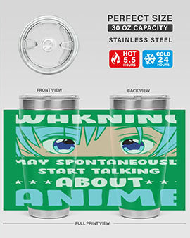 Funny Anime Talk About Anime 229# Tumbler featuring double wall vacuum stainless steel design with vibrant anime graphics.